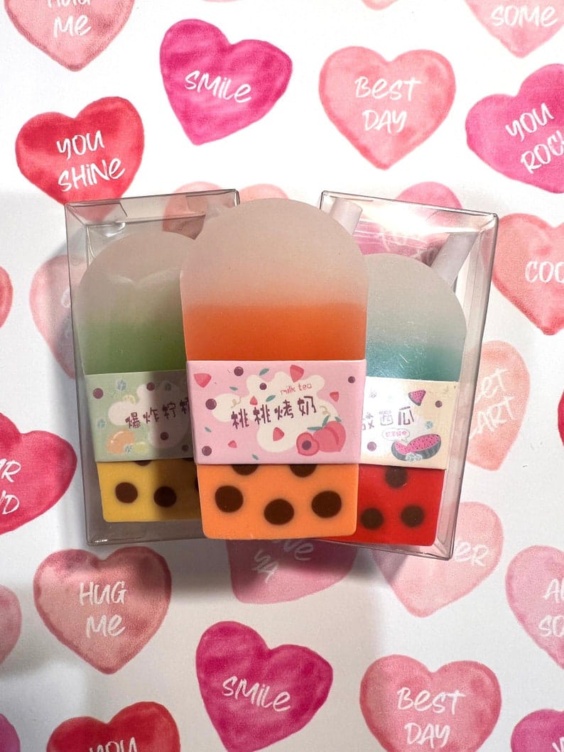 Milk Tea Design Eraser, Colourful Round Shape Eraser, Kids Cute Cartoon Rubber Milk Tea Design Eraser, Colourful Round Shape Eraser, Kids Cute Cartoon Rubber